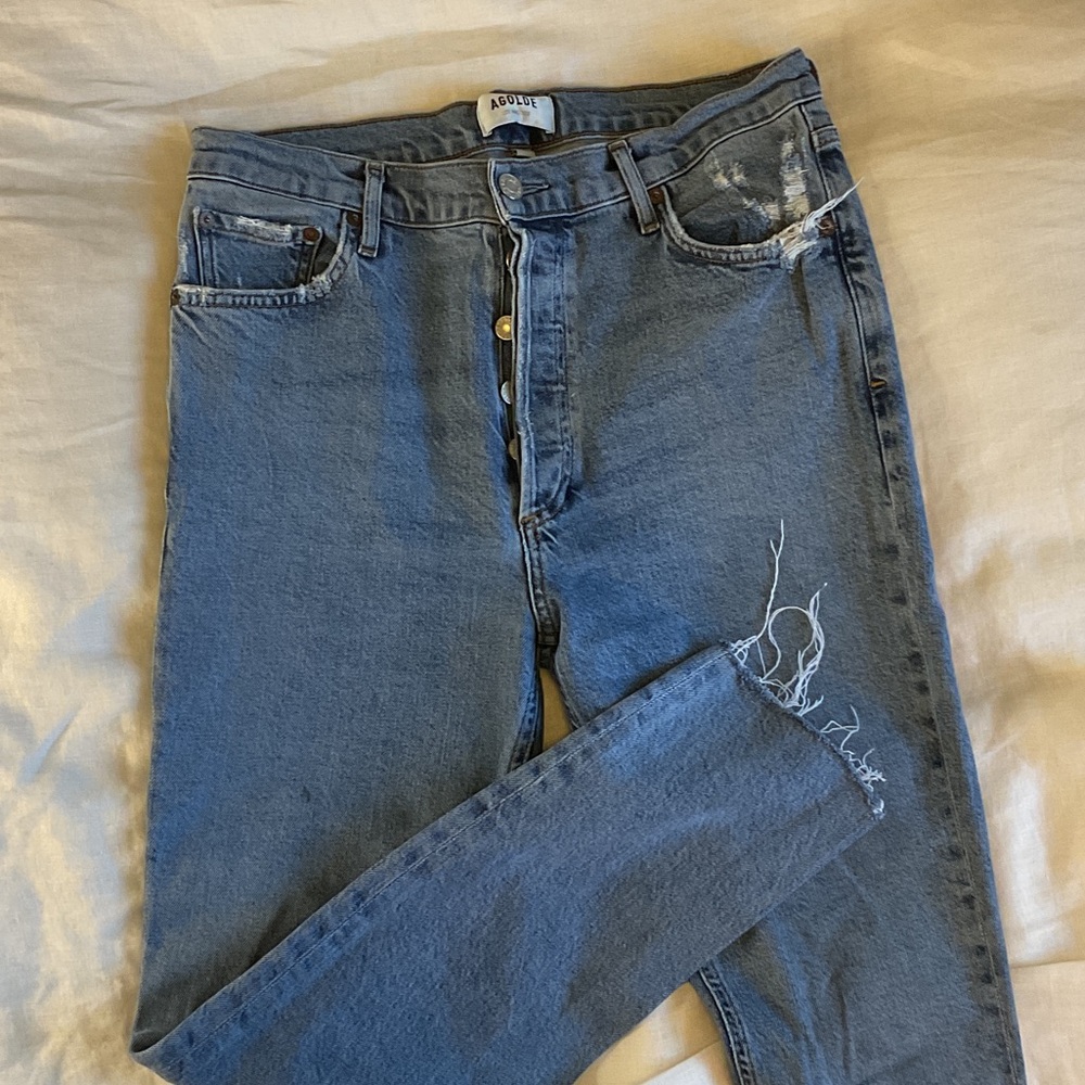 Agolde Women's Blue Skinny Distressed Jeans